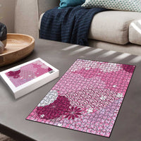 Pink Palaka Japanese Patterns Puzzle Asanoha Seigaiha Sakura Motif - Polynesian Pride