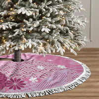 Pink Palaka Japanese Patterns Tree Skirt Asanoha Seigaiha Sakura Motif - Polynesian Pride