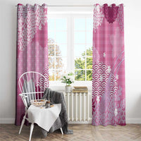 Pink Palaka Japanese Patterns Window Curtain Asanoha Seigaiha Sakura Motif - Polynesian Pride