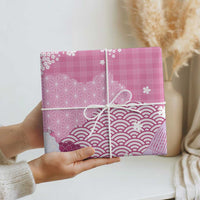 Pink Palaka Japanese Patterns Wrapping Paper Asanoha Seigaiha Sakura Motif - Polynesian Pride