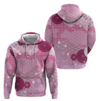 Pink Palaka Japanese Patterns Zip Hoodie Asanoha Seigaiha Sakura Motif - Polynesian Pride