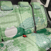 Green Palaka Japanese Patterns Back Car Seat Cover Asanoha Seigaiha Sakura Motif - Polynesian Pride