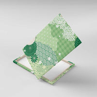 Green Palaka Japanese Patterns Canvas Wall Art Asanoha Seigaiha Sakura Motif - Polynesian Pride