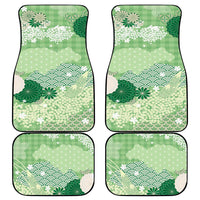Green Palaka Japanese Patterns Car Mats Asanoha Seigaiha Sakura Motif - Polynesian Pride