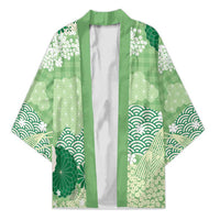 Green Palaka Japanese Patterns Kimono Asanoha Seigaiha Sakura Motif LT14 Unisex Green - Polynesian Pride