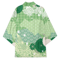 Green Palaka Japanese Patterns Kimono Asanoha Seigaiha Sakura Motif LT14 - Polynesian Pride