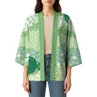 Green Palaka Japanese Patterns Kimono Asanoha Seigaiha Sakura Motif LT14 - Polynesian Pride