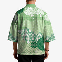 Green Palaka Japanese Patterns Kimono Asanoha Seigaiha Sakura Motif LT14 - Polynesian Pride