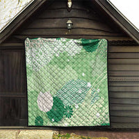 Green Palaka Japanese Patterns Quilt Asanoha Seigaiha Sakura Motif - Polynesian Pride
