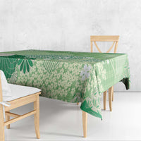 Green Palaka Japanese Patterns Tablecloth Asanoha Seigaiha Sakura Motif - Polynesian Pride