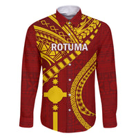 Personalised Fiji Rotuma Family Matching Tank Maxi Dress and Hawaiian Shirt Fijian Tapa Pattern LT14 Dad's Shirt - Long Sleeve Maroon - Polynesian Pride