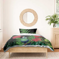 New Zealand Tui Bird Christmas Bedding Set Maori Fern Mix Pohotukawa LT14 - Polynesian Pride