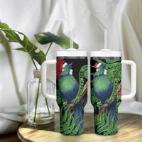 New Zealand Tui Bird Christmas Tumbler With Handle Maori Fern Mix Pohotukawa