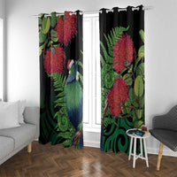 New Zealand Tui Bird Christmas Window Curtain Maori Fern Mix Pohotukawa