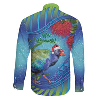 New Zealand Takahe Christmas Family Matching Off The Shoulder Long Sleeve Dress and Hawaiian Shirt Maori Fern Mix Pohotukawa
