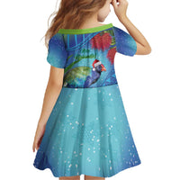 New Zealand Takahe Christmas Family Matching Short Sleeve Bodycon Dress and Hawaiian Shirt Maori Fern Mix Pohotukawa