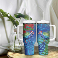 New Zealand Takahe Christmas Tumbler With Handle Maori Fern Mix Pohotukawa