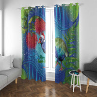 New Zealand Takahe Christmas Window Curtain Maori Fern Mix Pohotukawa