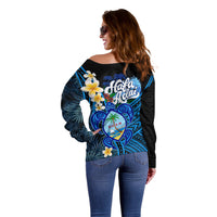 Hafa Adai Guam Off Shoulder Sweater Guahan Sea Turtle Tropical Style LT14 - Polynesian Pride