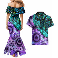 New Zealand Paua Shell With Australia Opal Unique Combine Couples Matching Mermaid Dress and Hawaiian Shirt LT14 - Polynesian Pride