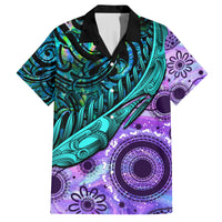 New Zealand Paua Shell With Australia Opal Unique Combine Family Matching Off Shoulder Maxi Dress and Hawaiian Shirt LT14 Dad's Shirt - Short Sleeve Green - Polynesian Pride