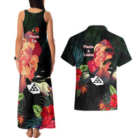 Hawaii Mauna Kea Couples Matching Tank Maxi Dress and Hawaiian Shirt White Mountain With Nene Tropical Vibes LT14 - Polynesian Pride