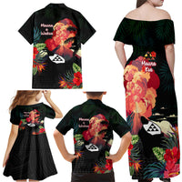 Hawaii Mauna Kea Family Matching Off Shoulder Maxi Dress and Hawaiian Shirt White Mountain With Nene Tropical Vibes LT14 - Polynesian Pride