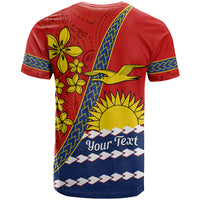 Personalised Mauri Kiribati T Shirt Polynesian Ribaberiki Flag Style Mix Plumeria LT14 - Polynesian Pride