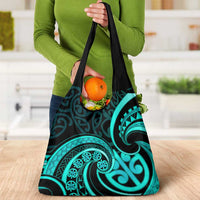 Turquoise New Zealand Mangopare Grocery Bag Aotearoa Maori Koru Style