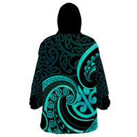 Turquoise New Zealand Mangopare Wearable Blanket Hoodie Aotearoa Maori Koru Style LT14 - Polynesian Pride
