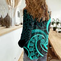 Turquoise New Zealand Mangopare Women Casual Shirt Aotearoa Maori Koru Style LT14 - Polynesian Pride