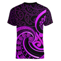 Purple Aotearoa Mangopare Women V Neck T Shirt NZ Maori Koru Style LT14 - Polynesian Pride