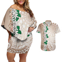Cook Islands Tiare Maori With Conch Shell Couples Matching Off Shoulder Short Dress and Hawaiian Shirt 2025 Pasifika Polynesian Tattoo