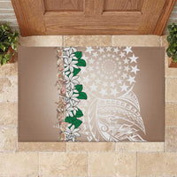 Cook Islands Tiare Maori With Conch Shell Rubber Doormat 2025 Pasifika Polynesian Tattoo LT14 Brown - Polynesian Pride