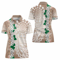 Cook Islands Tiare Maori With Conch Shell Women Polo Shirt 2025 Pasifika Polynesian Tattoo