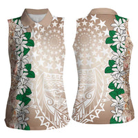 Cook Islands Tiare Maori With Conch Shell Women Sleeveless Polo Shirt 2025 Pasifika Polynesian Tattoo