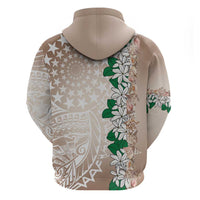 Cook Islands Tiare Maori With Conch Shell Zip Hoodie 2025 Pasifika Polynesian Tattoo