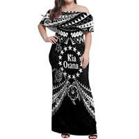 Kia Orana Cook Islands Off Shoulder Maxi Dress 2025 Pasifika Polynesian Turtle Black Color