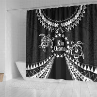 Kia Orana Cook Islands Shower Curtain 2025 Pasifika Polynesian Turtle Black Color