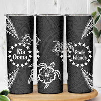 Kia Orana Cook Islands Skinny Tumbler 2025 Pasifika Polynesian Turtle Black Color
