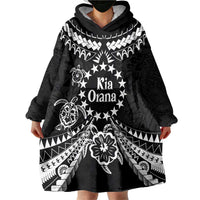 Kia Orana Cook Islands Wearable Blanket Hoodie 2025 Pasifika Polynesian Turtle Black Color