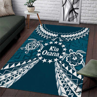 Kia Orana Cook Islands Area Rug Polynesian Turtle Crowberry Blue Color