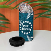 Kia Orana Cook Islands 4 in 1 Can Cooler Tumbler Polynesian Turtle Crowberry Blue Color