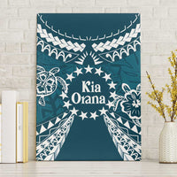 Kia Orana Cook Islands Canvas Wall Art Polynesian Turtle Crowberry Blue Color