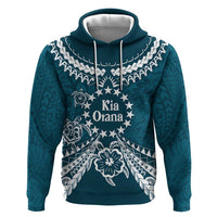 Kia Orana Cook Islands Zip Hoodie Polynesian Turtle Crowberry Blue Color