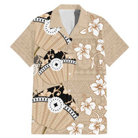 Bula Fiji Iri Buli Family Matching Mermaid Dress and Hawaiian Shirt Woven Fan With Fijian Tapa