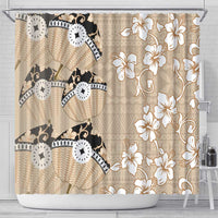 Bula Fiji Iri Buli Shower Curtain Woven Fan With Fijian Tapa