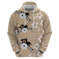 Bula Fiji Iri Buli Zip Hoodie Woven Fan With Fijian Tapa