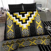 Yellow Taniko Aotearoa Bedding Set Niho Taniwha Mix Poutama