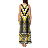 Yellow Taniko Aotearoa Tank Maxi Dress Niho Taniwha Mix Poutama